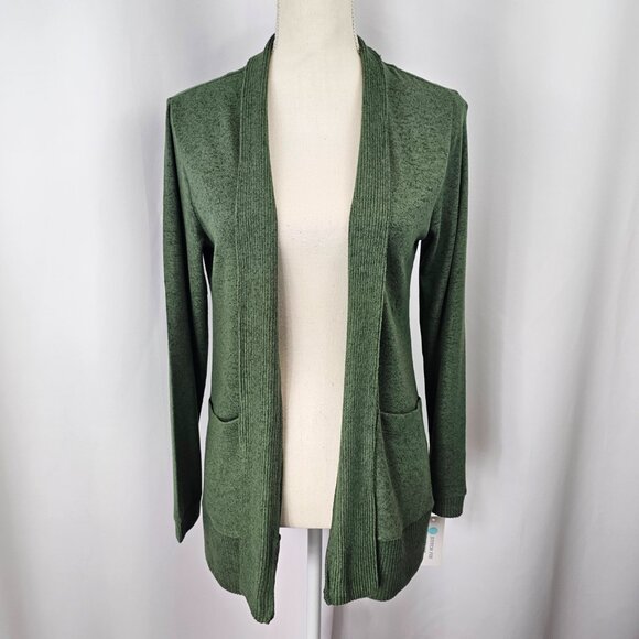 Bobeau Women's Green Open Front Long Sleeve Lightweight Cardigan Size PS NWT - Picture 2 of 15